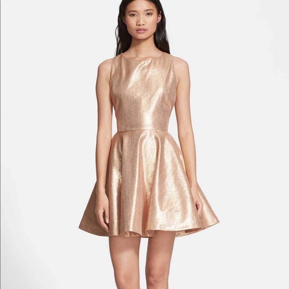 alice and olivia rose gold dress